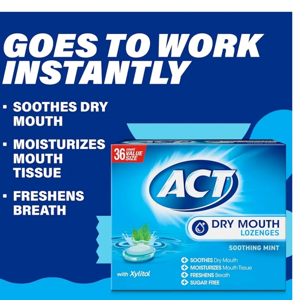 ACT(4 Box's) Dry Mouth Lozenges - Soothing Mint Includes 4 Box's!!
